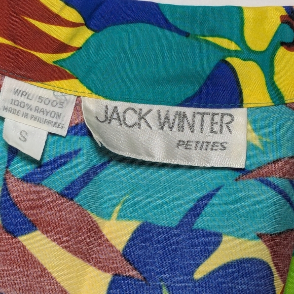Jack Winter Petites Tropical Print Button Down Tunic Short Sleeve Size Small - Picture 7 of 11